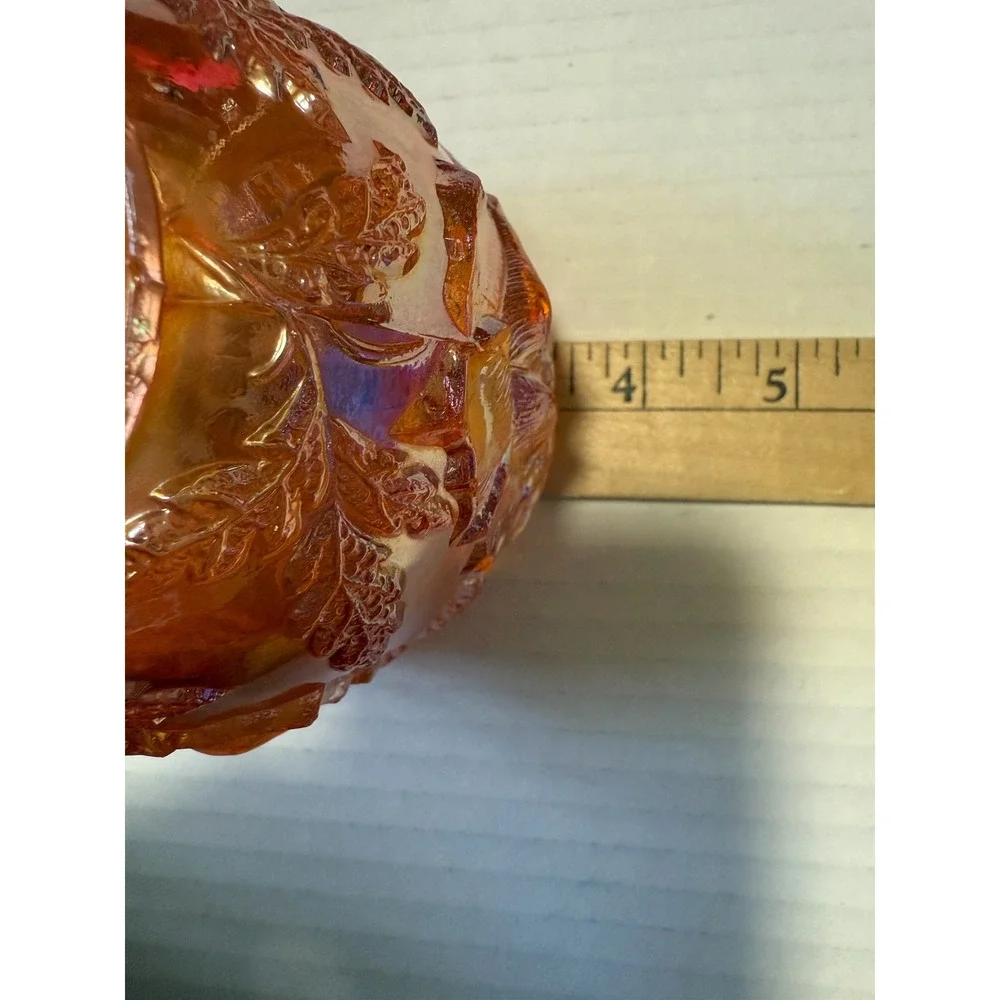 Vintage Dugan Marigold Carnival Glass - Wreath‎ of Roses - Small Bowl Cup Vase